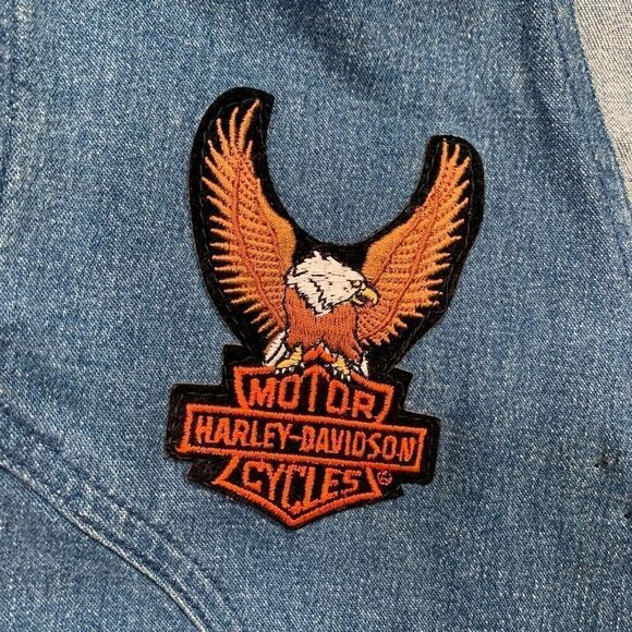 Vintage Harley Davidson Denim Vest Medium Wash Utah Chapter Motorcycle Patches - Picture 11 of 16